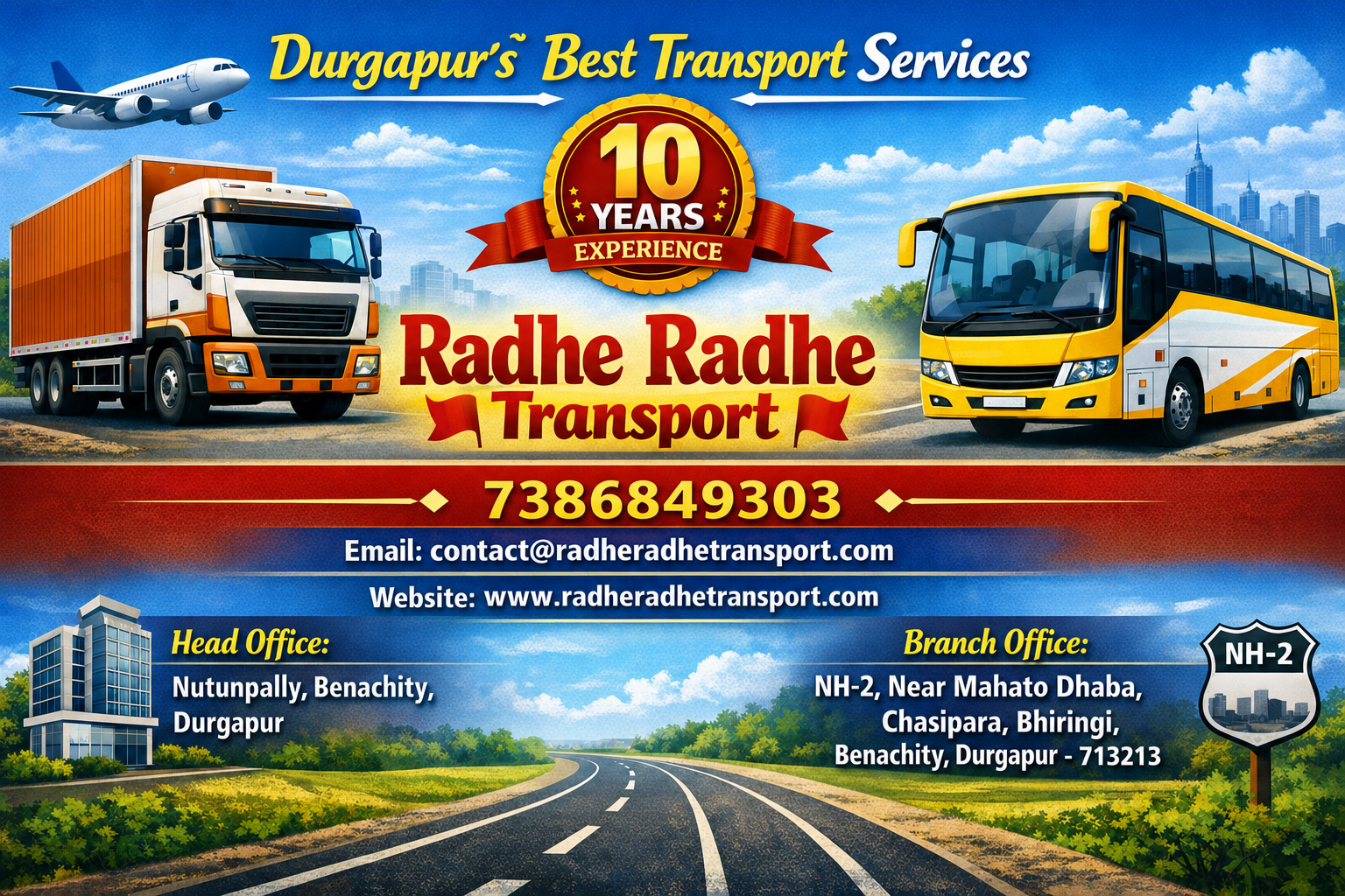 Radhe Radhe Transport fleet and services banner